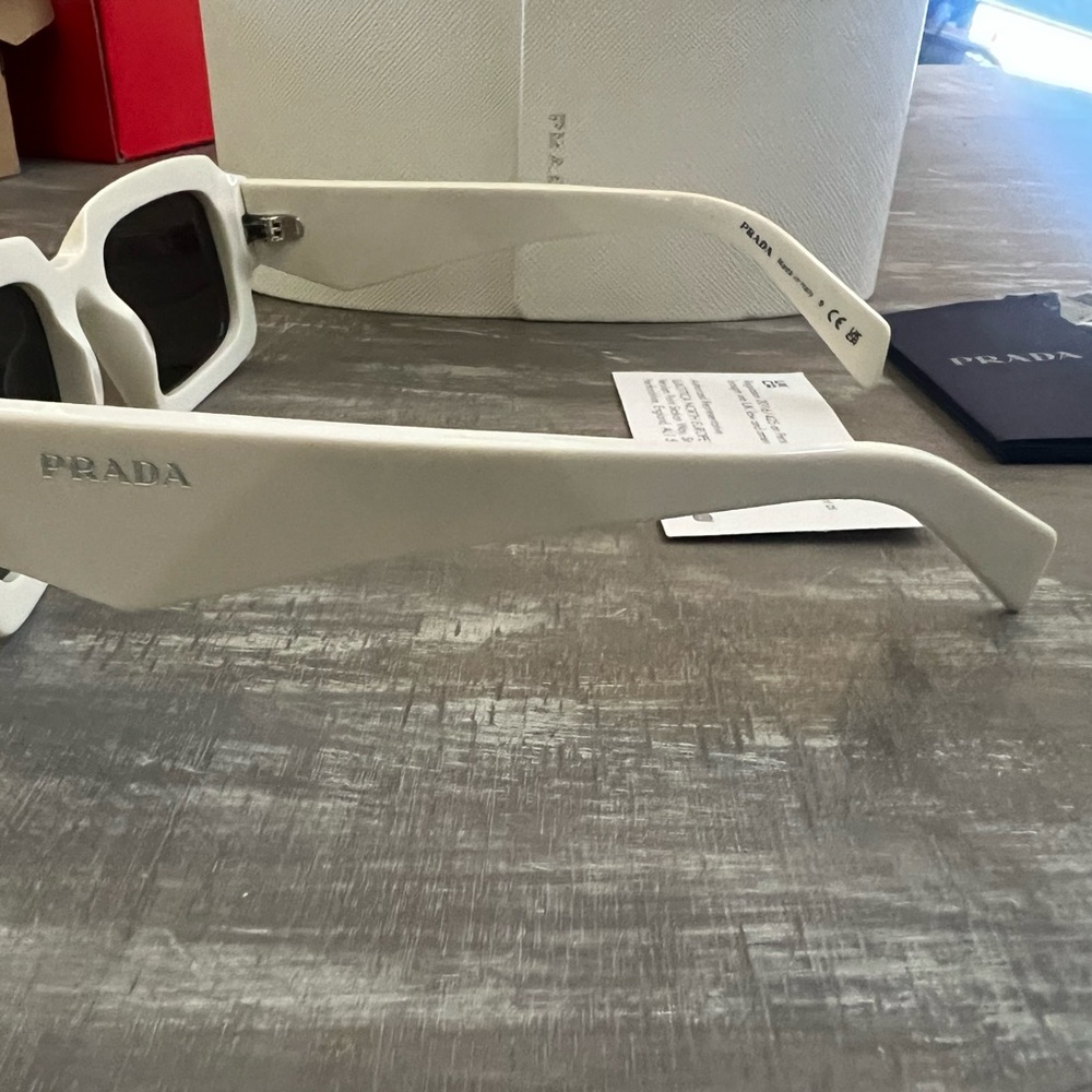 Prada White Rectangular Sunglasses - image 4